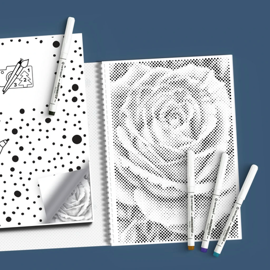 Mal-med-prikker Malebog - Blomster - Køb 3 betalt for 2 - rabat fratrækkes ved kassen.