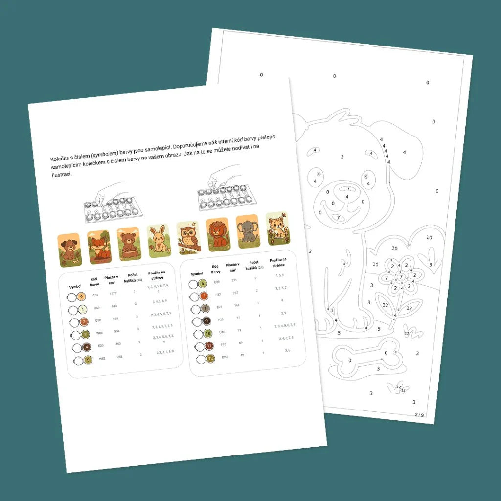 Paint by Numbers malebog med dyremotiver