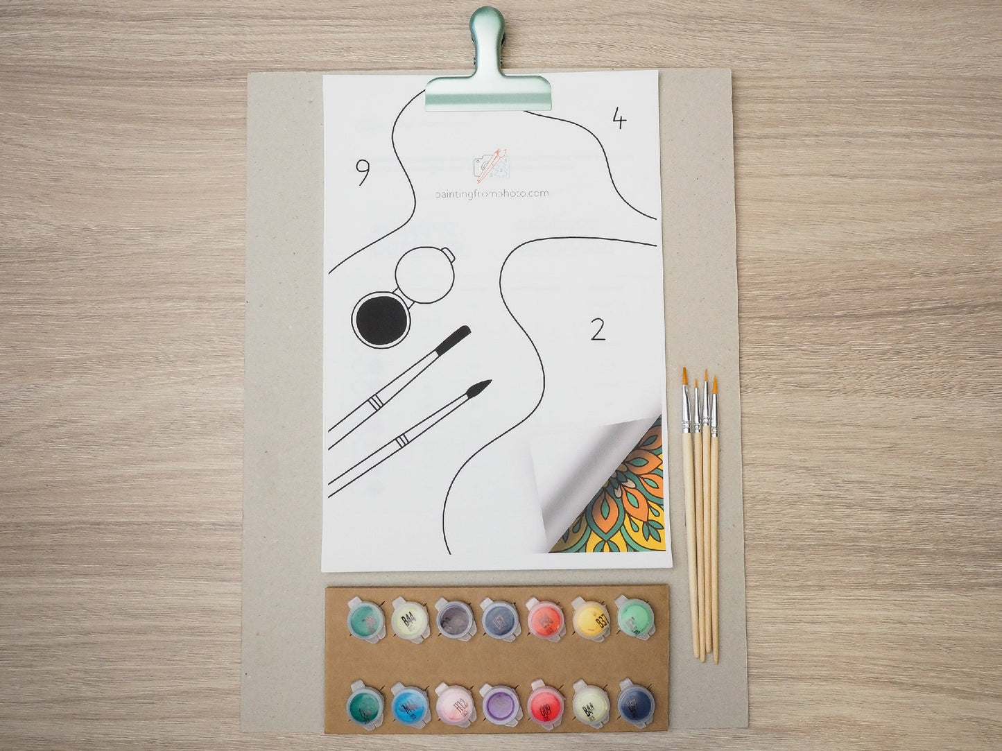 Paint by Numbers malebog med mandala - plade